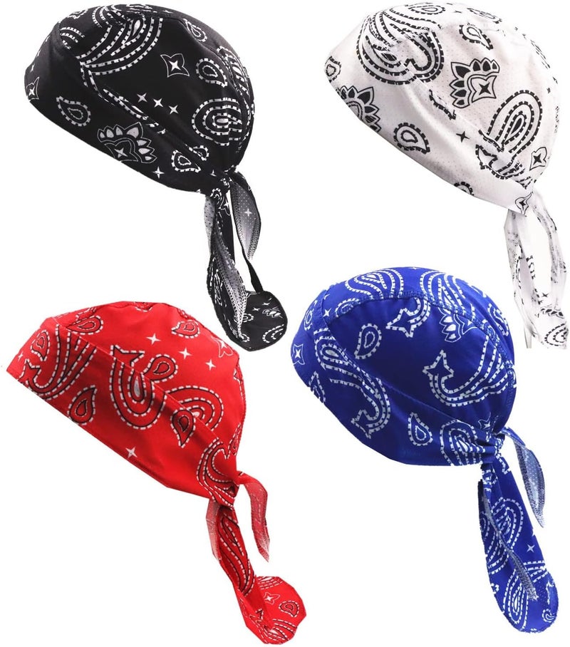 GUIFIER 4 Pack Do Rag/Dew Rag Beanie Cap Hat Chemo Cap Skull Cap for Men and Women - Image 1